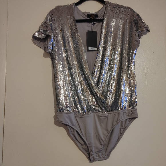 I&B Bodysuit Silver Sequin  Size M - Picture 13 of 13